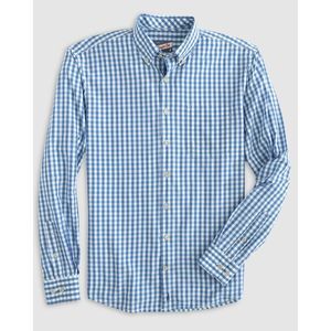 johnnie-O Blue and White Gingham Button-Down Shirt
